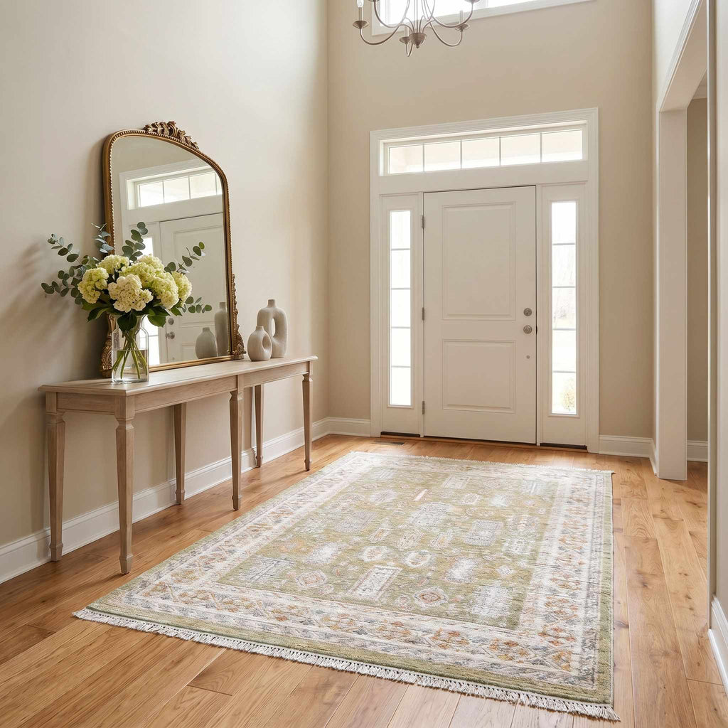 Neku Sage Persian Machine Woven Polypropylene Washable Area Rug