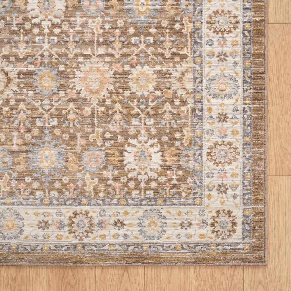 Jamoi Brown Persian Machine Woven Polypropylene Washable Area Rug