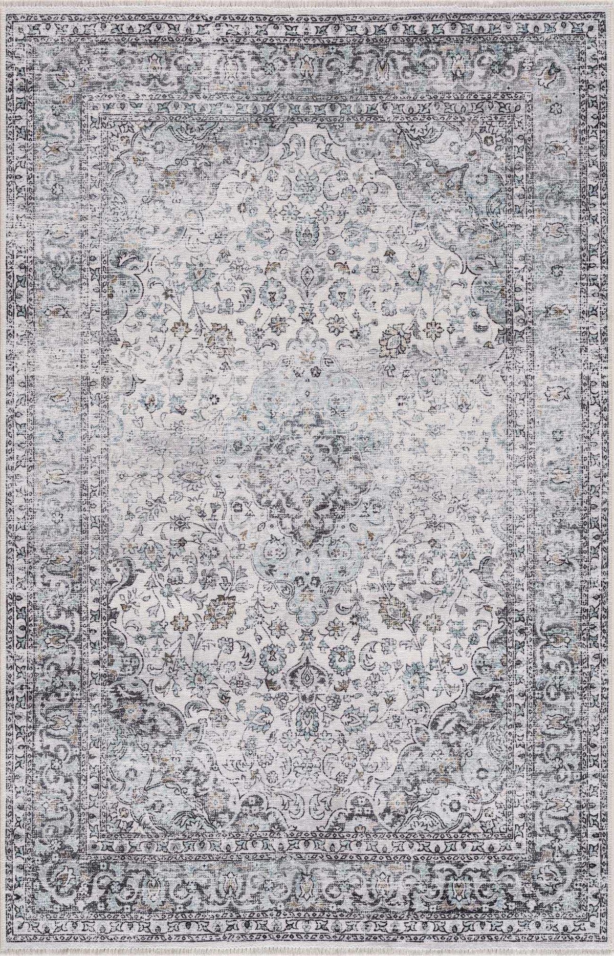 Light Blue Holi-4603 Washable Area Rug - Clearance