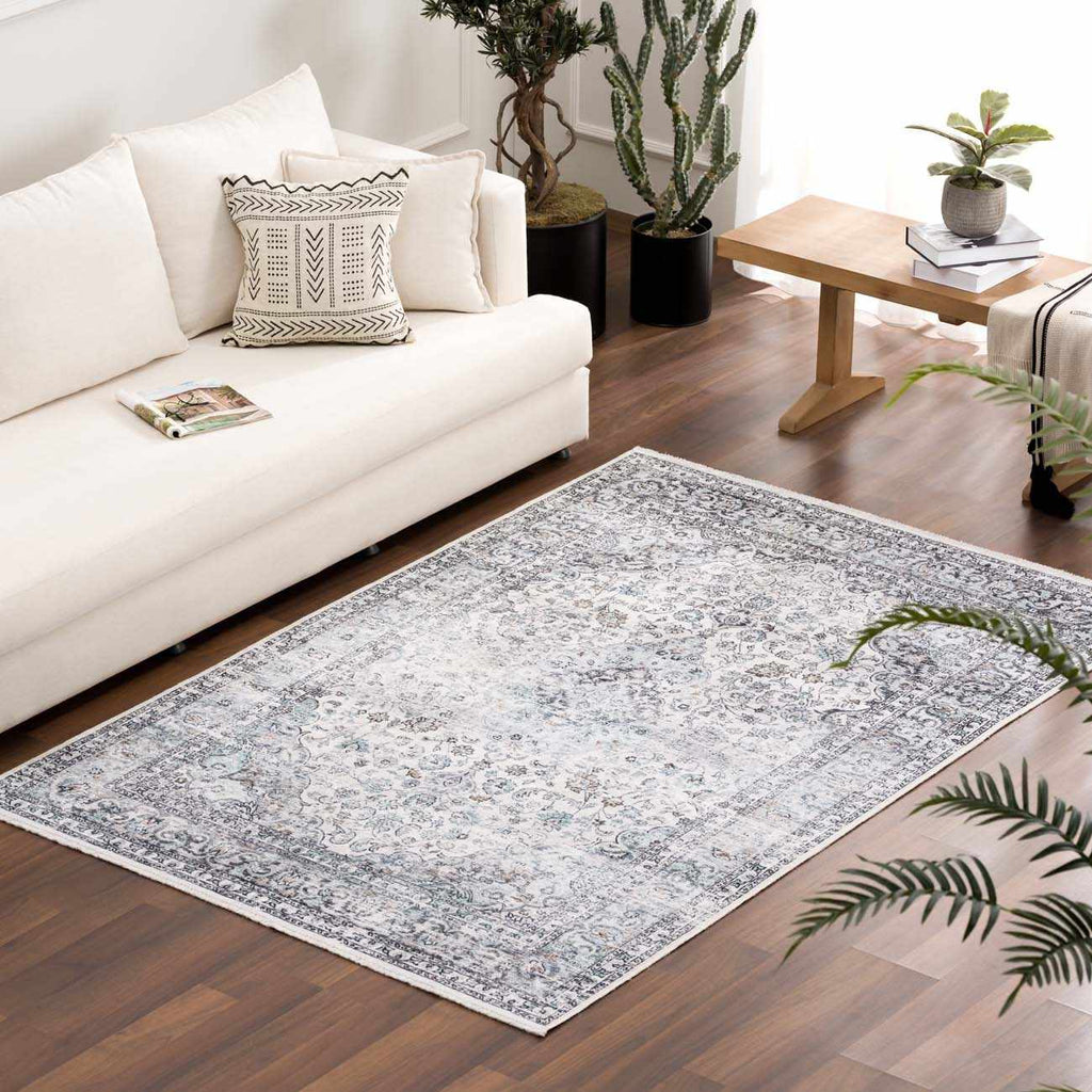 Light Blue Holi-4603 Washable Area Rug - Clearance
