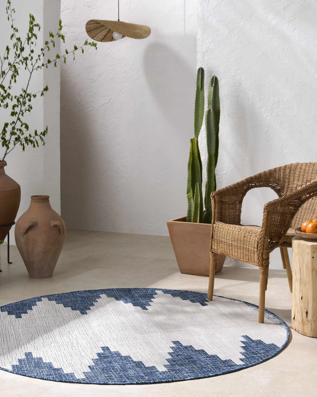 Djugun Navy Indoor & Outdoor Area Rug - Clearance