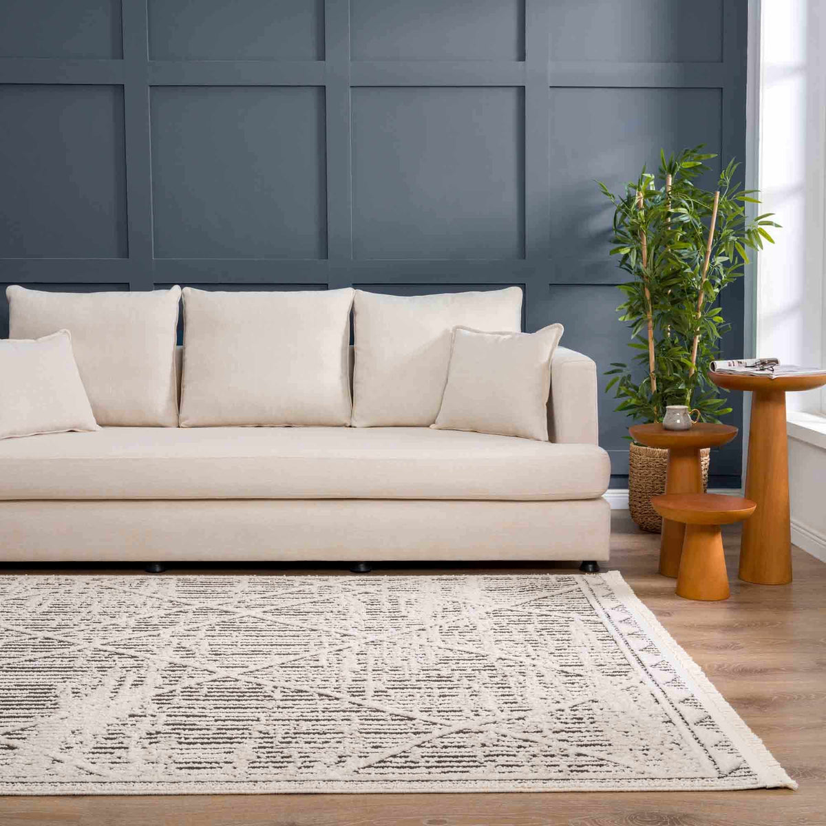 Umay Textured Beige Rug - Clearance
