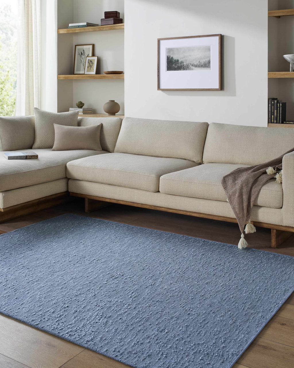 Breena Slate Blue Washable Area Rug