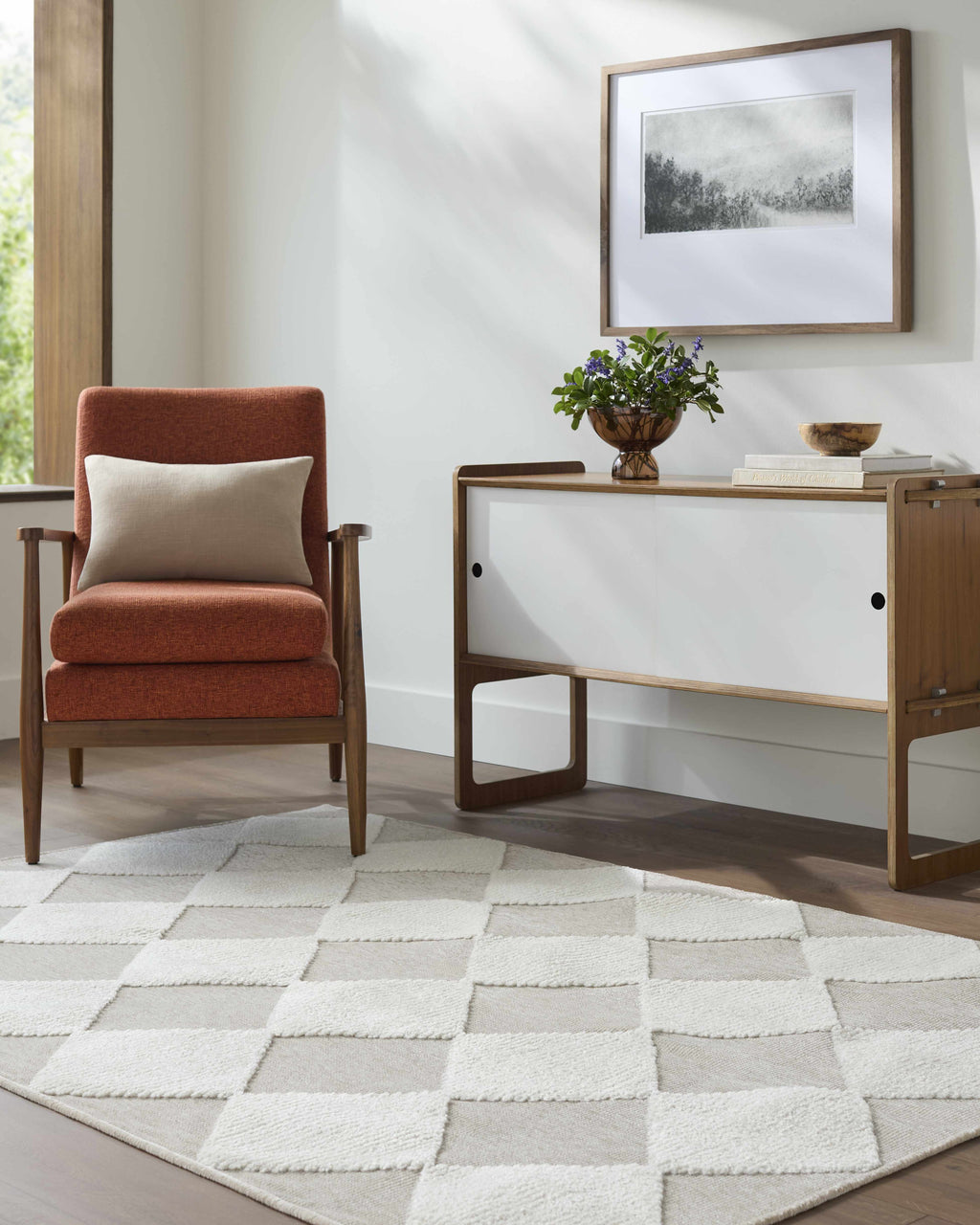 Bosley Beige Washable Area Rug