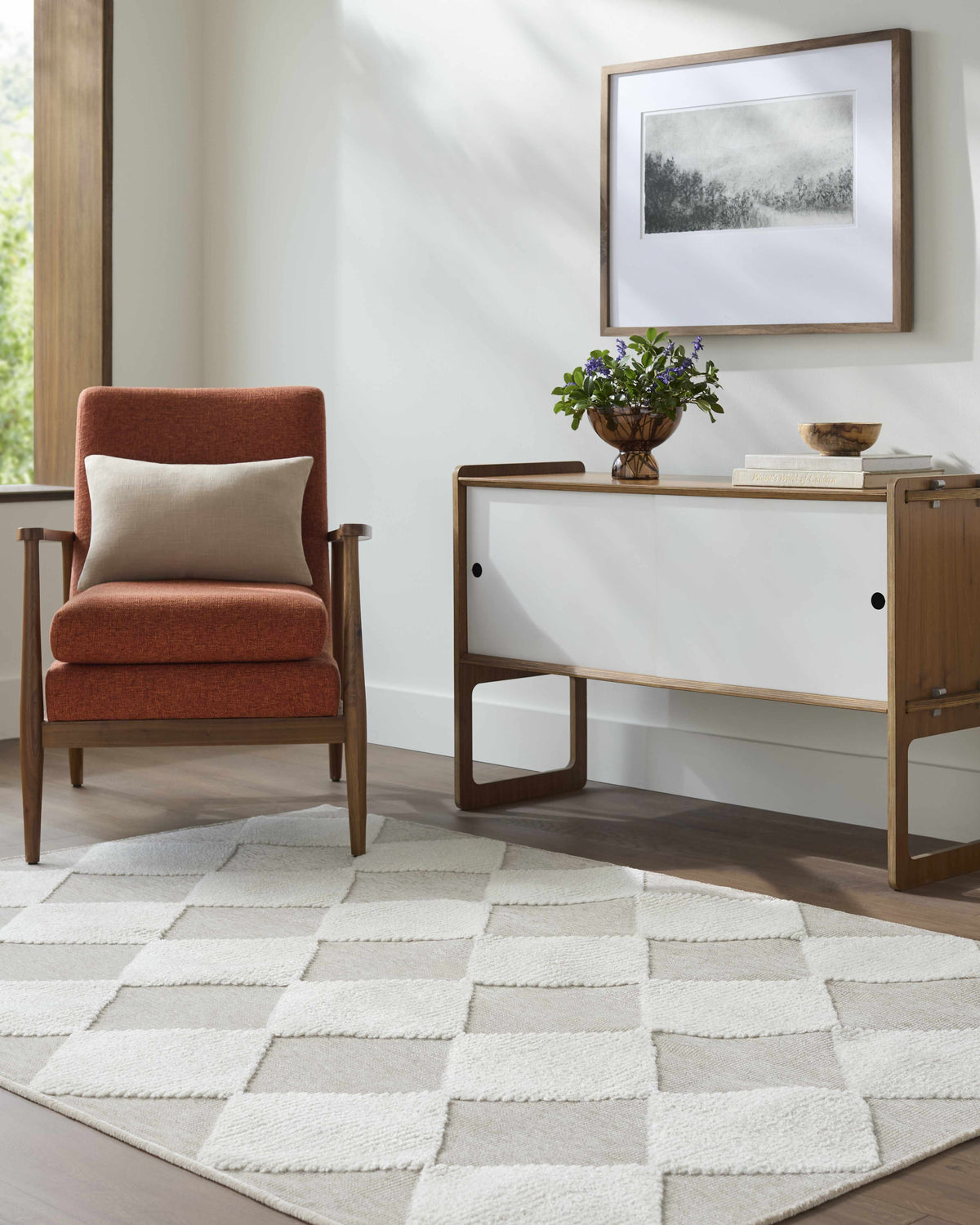 Bosley Beige Washable Area Rug