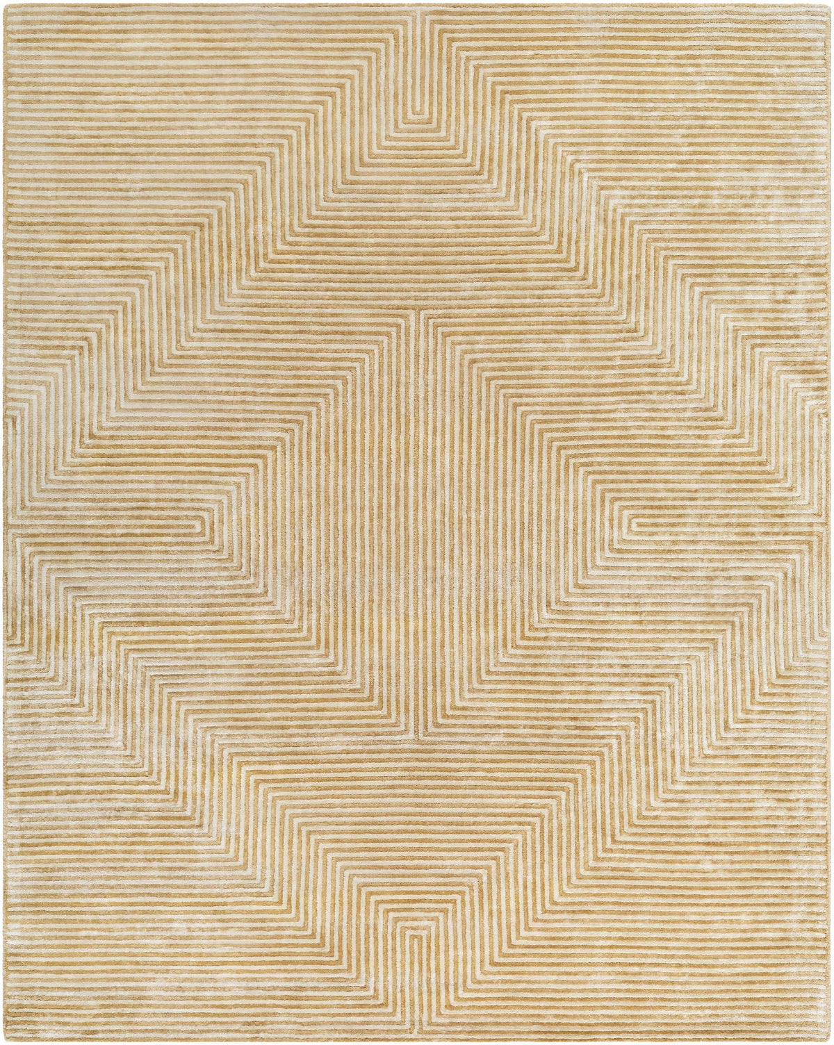 Quartz Patterned Sheen Beige Viscose Rug