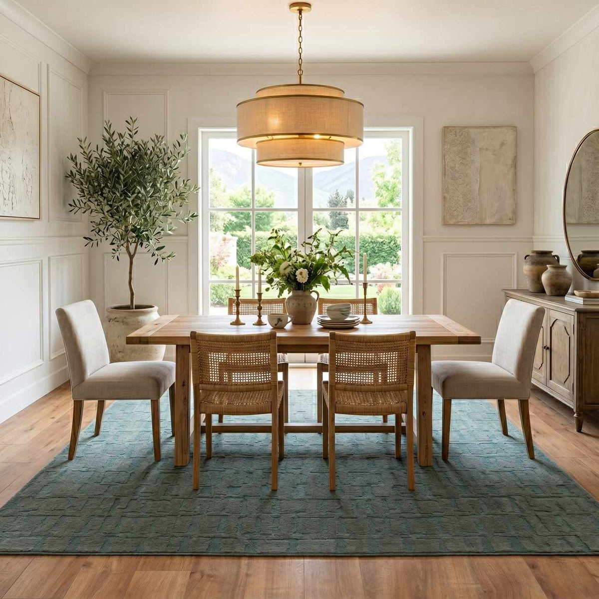 Dragan Teal Modern Washable Area Rug
