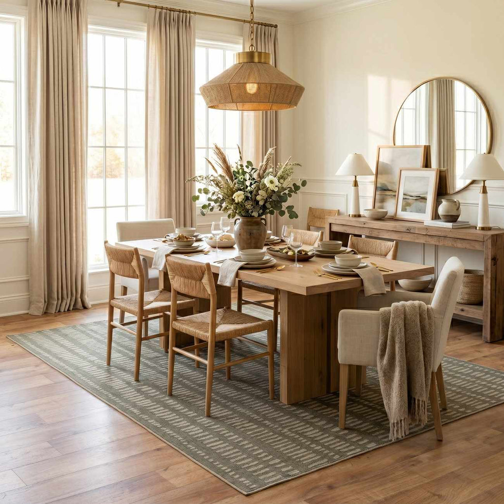 Dragos Green Modern Washable Area Rug