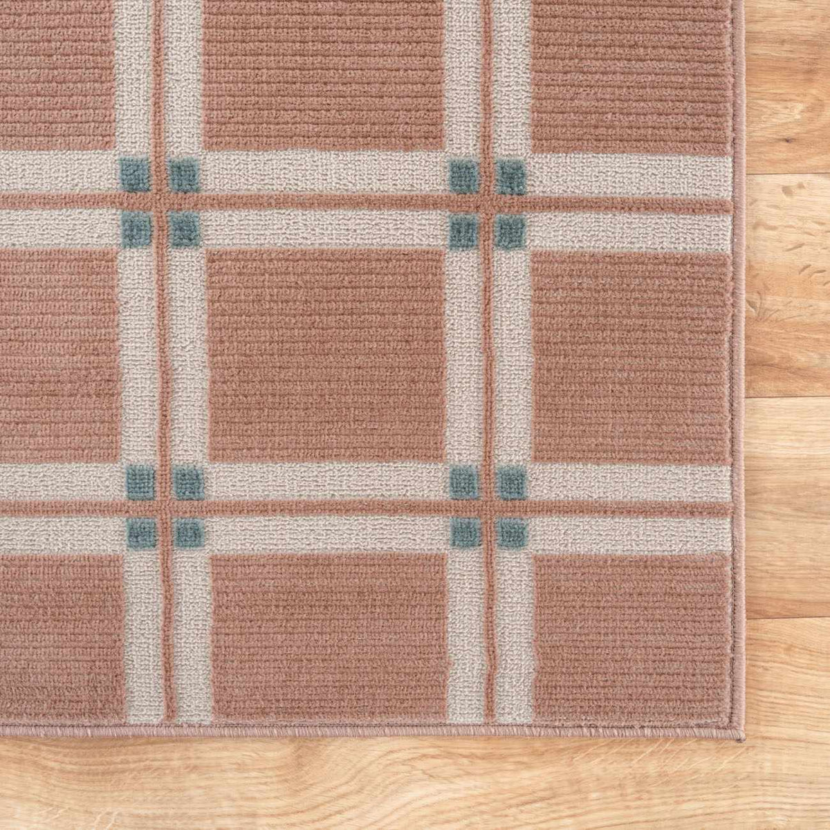Karida Terracotta Plaid Washable Area Rug