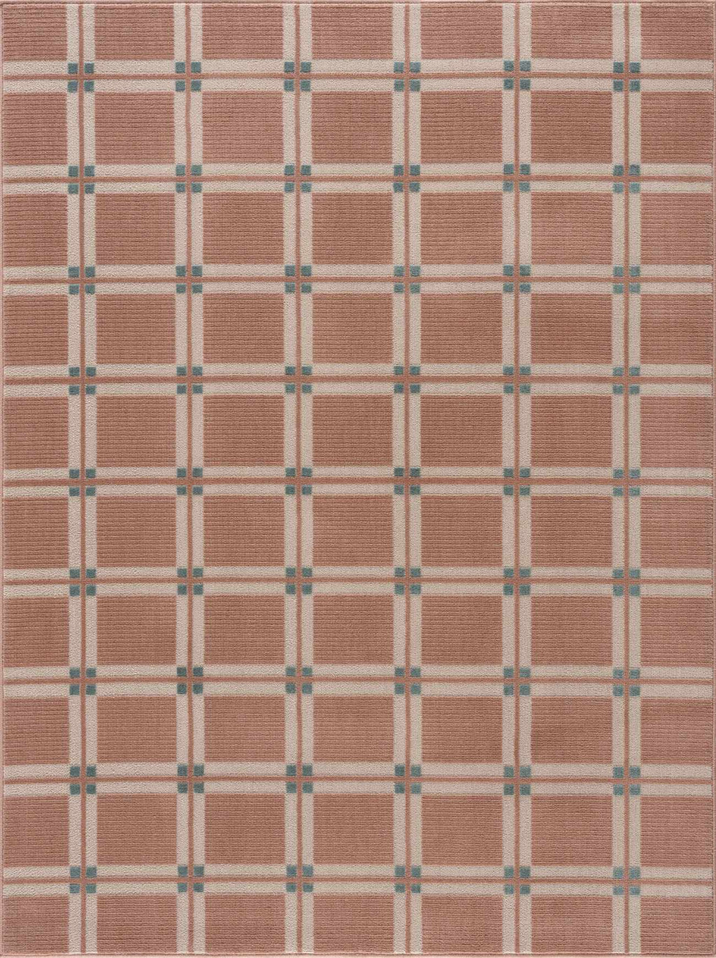 Karida Terracotta Plaid Washable Area Rug