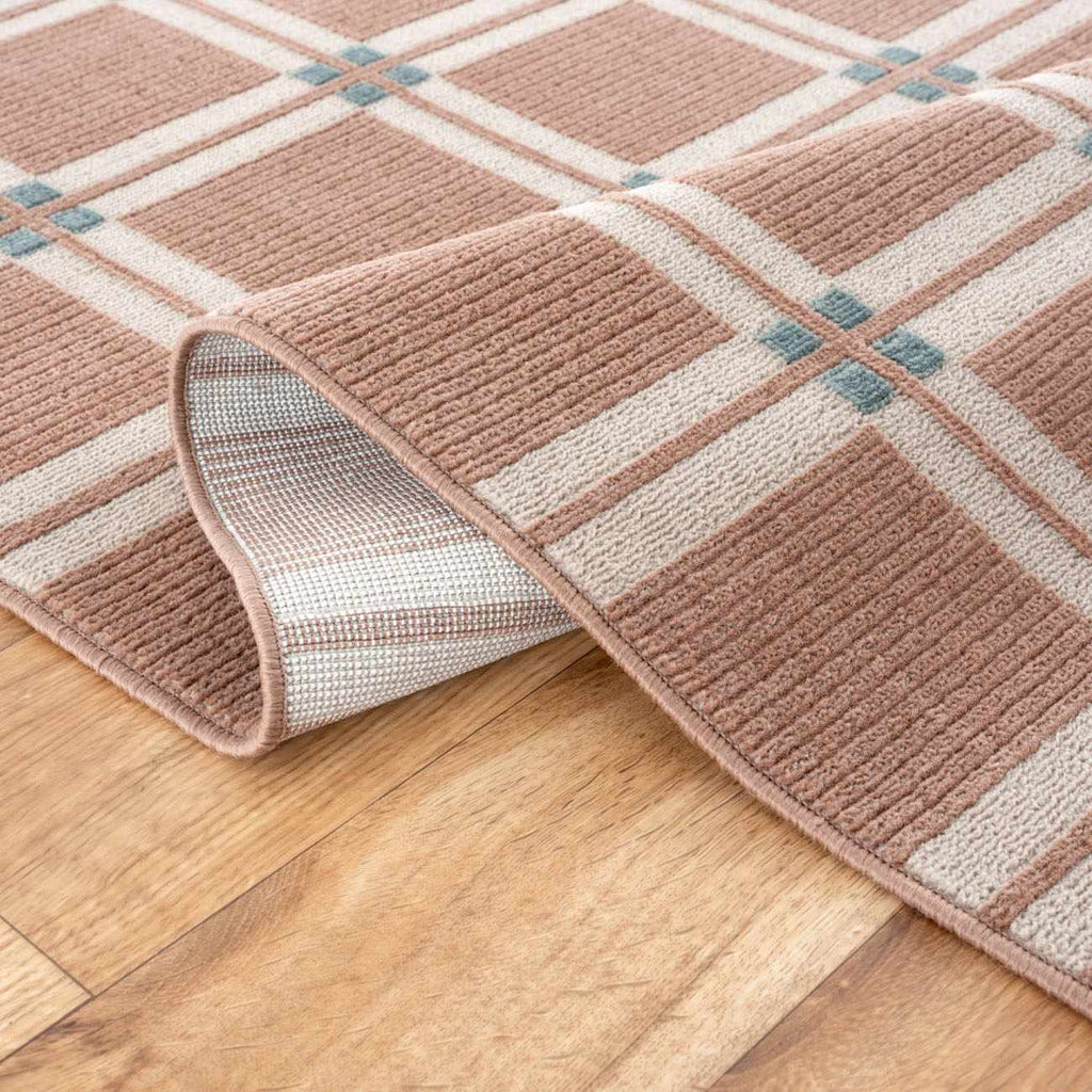 Karida Terracotta Plaid Washable Area Rug