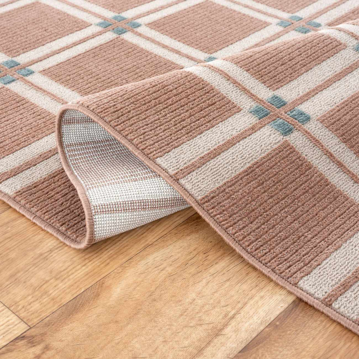 Karida Terracotta Plaid Washable Area Rug