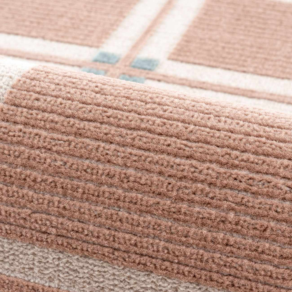 Karida Terracotta Plaid Washable Area Rug