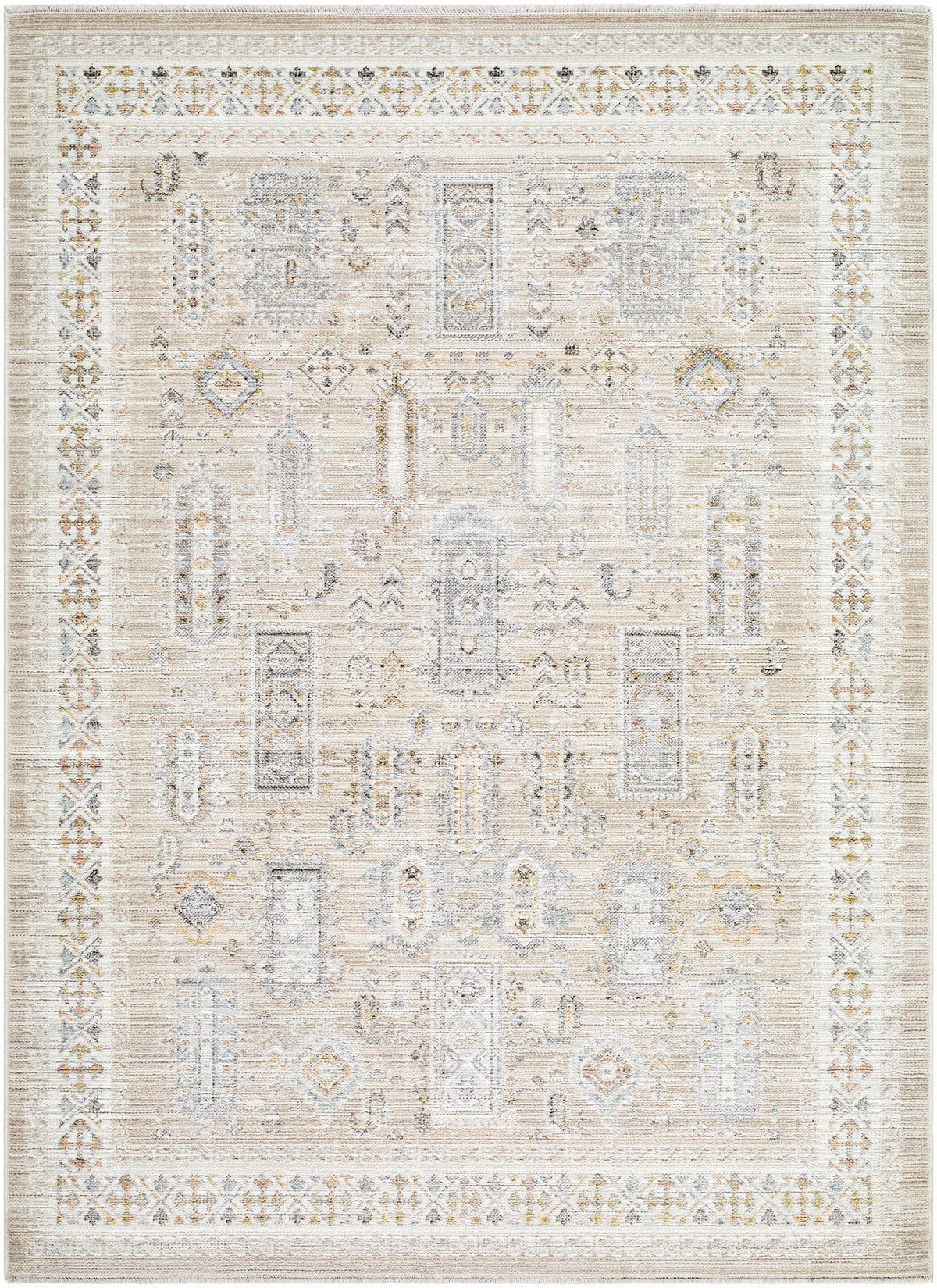Fugia Beige Persian Machine Woven Polypropylene Washable Area Rug