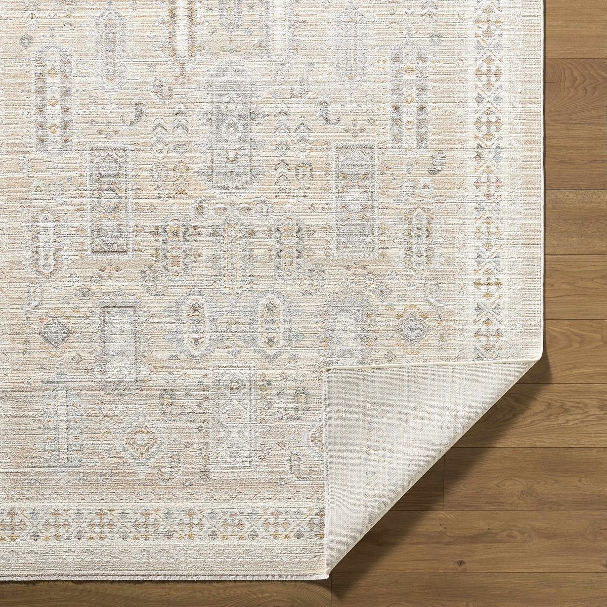 Fugia Beige Persian Machine Woven Polypropylene Washable Area Rug