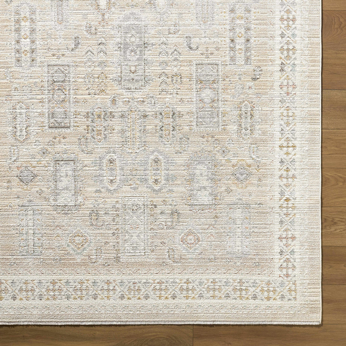 Fugia Beige Persian Machine Woven Polypropylene Washable Area Rug