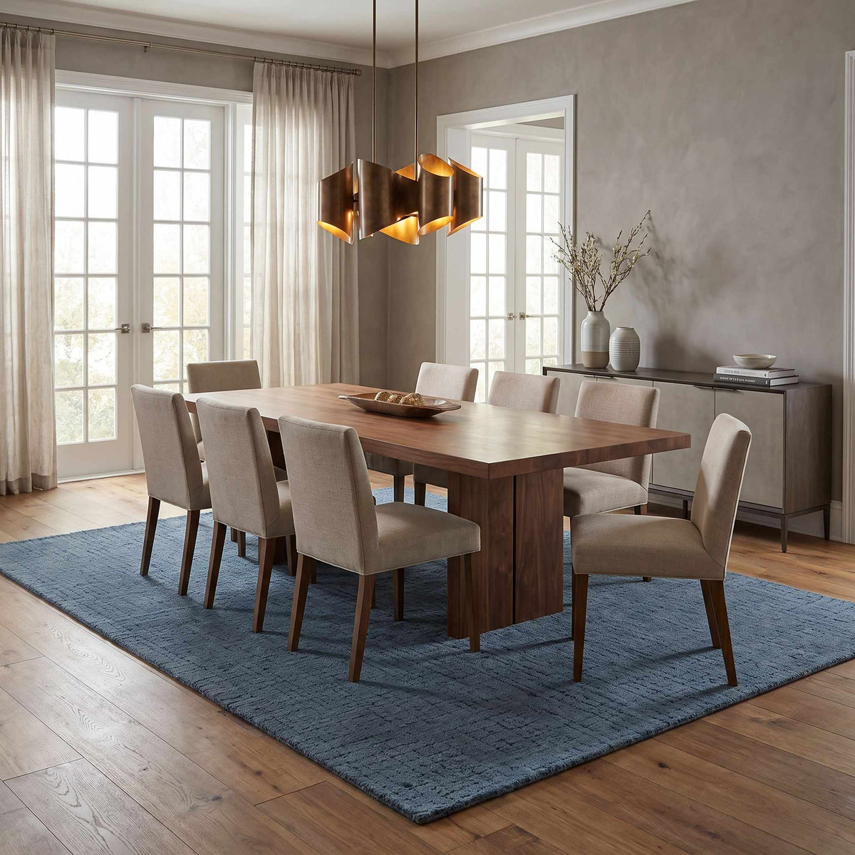 Kynton Blue Modern Minimalist Handmade Area Rug