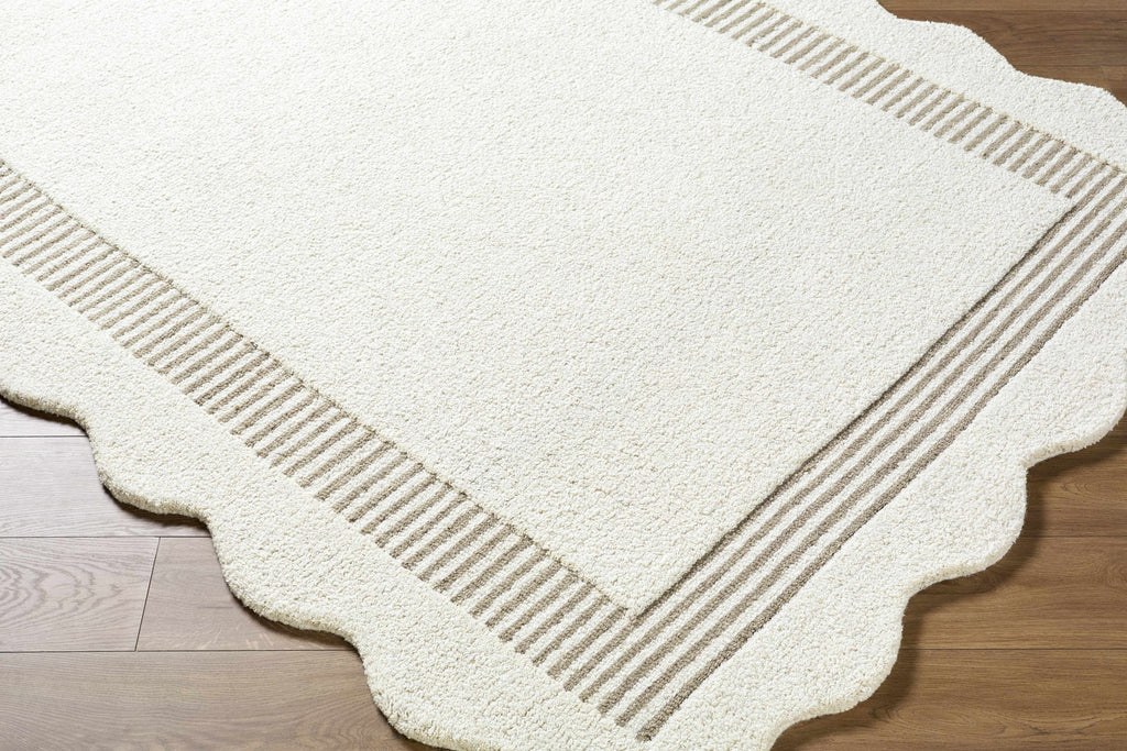 Tono Ivory Border Hand Tufted Wool Area Rug