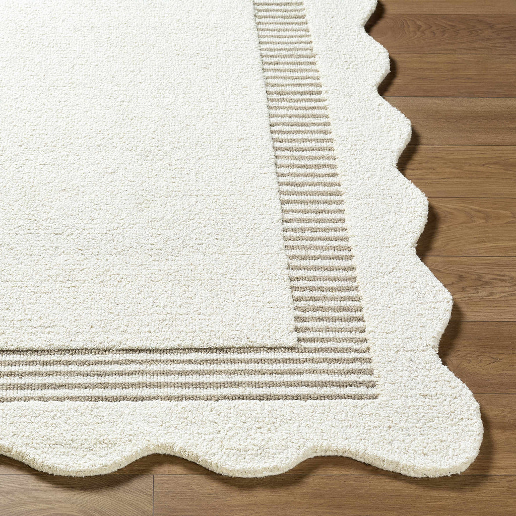 Tono Ivory Border Hand Tufted Wool Area Rug