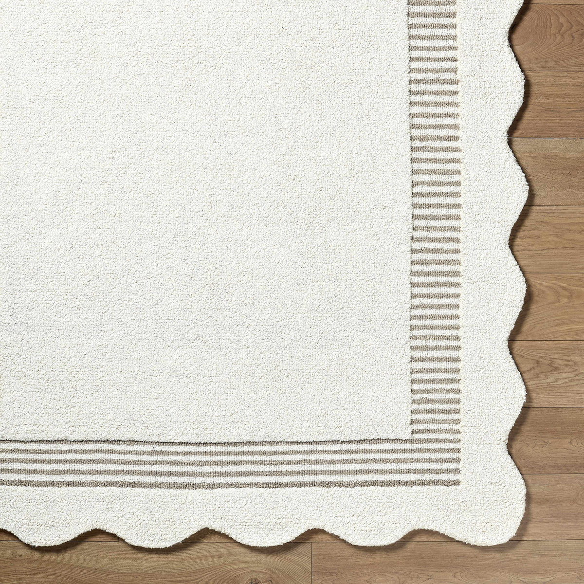 Tono Ivory Border Hand Tufted Wool Area Rug