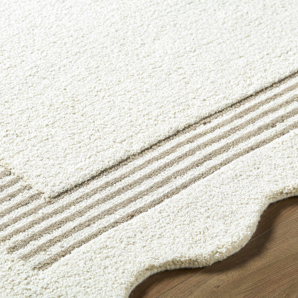 Tono Ivory Border Hand Tufted Wool Area Rug