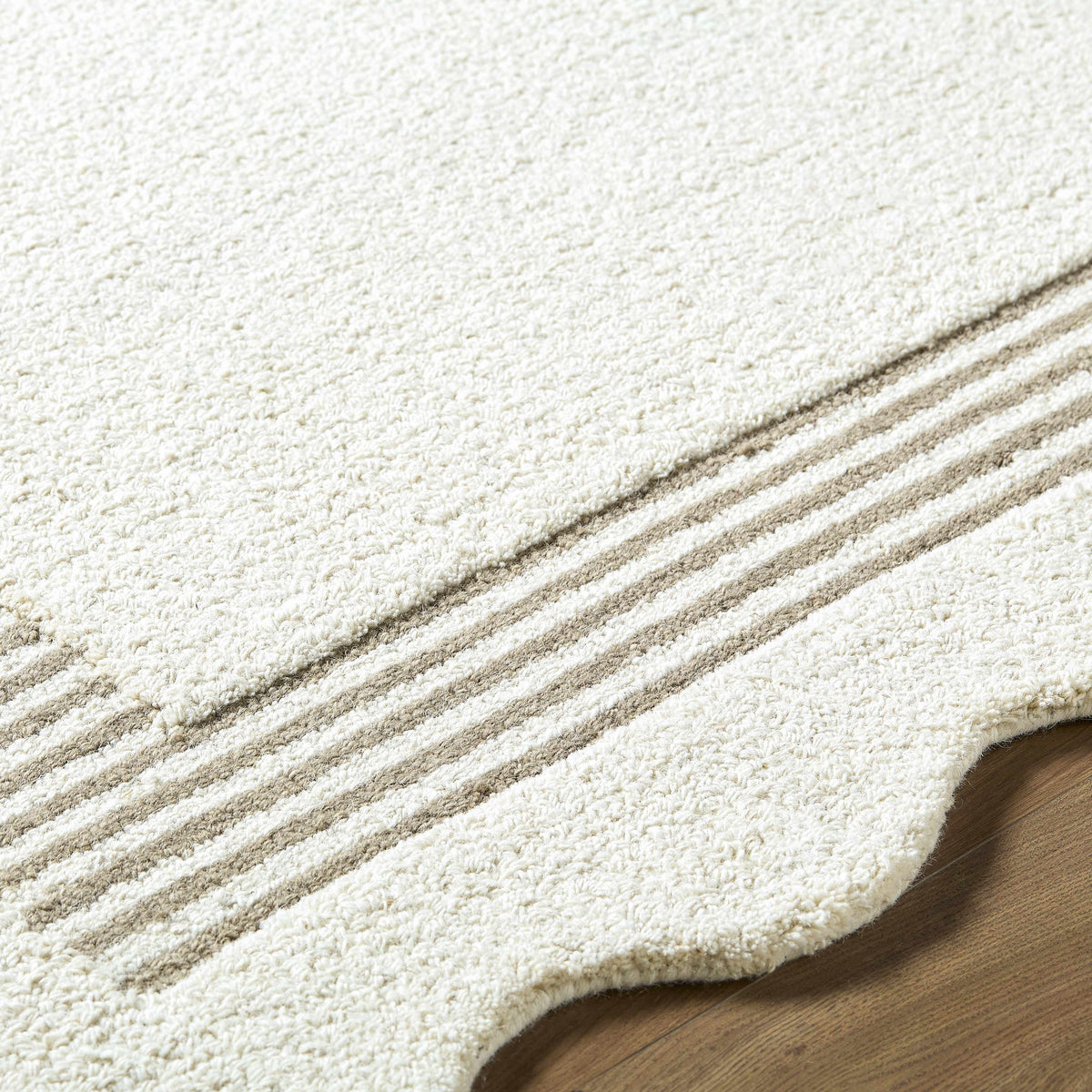Tono Ivory Border Hand Tufted Wool Area Rug