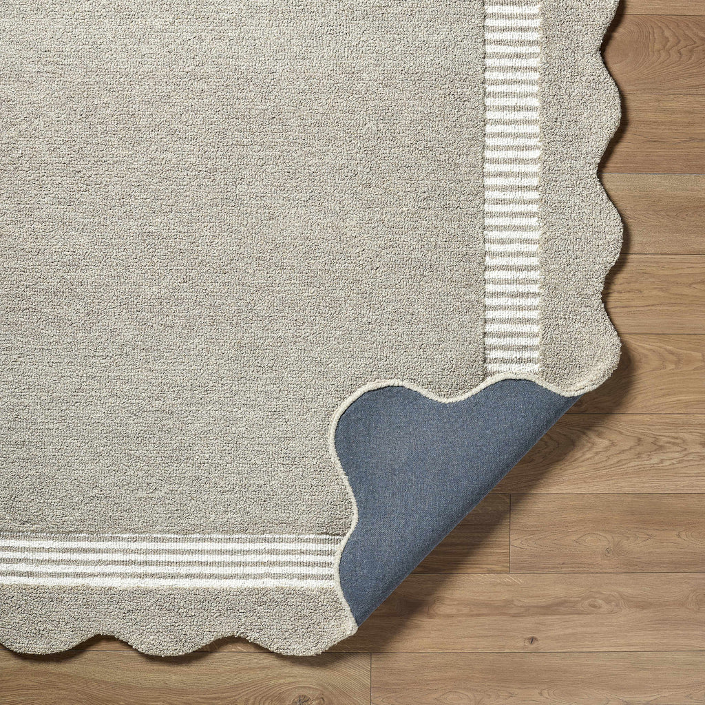 Fanae Beige Border Hand Tufted Wool Area Rug