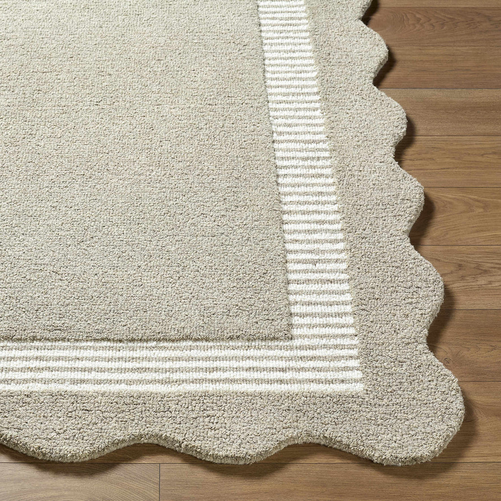 Fanae Beige Border Hand Tufted Wool Area Rug