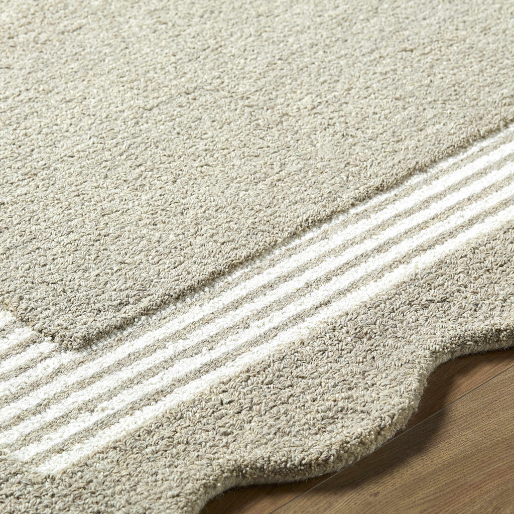 Fanae Beige Border Hand Tufted Wool Area Rug