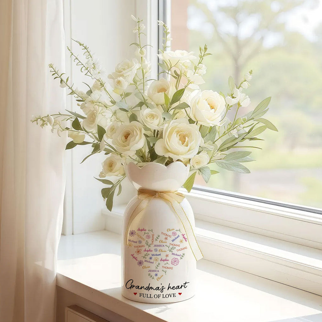 A Heart Full Of Love - Personalized Ribbon Tie Flower Vase