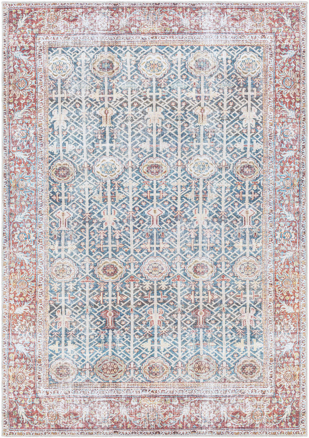 Rust Catadupa Distressed Washable Area Rug - Clearance