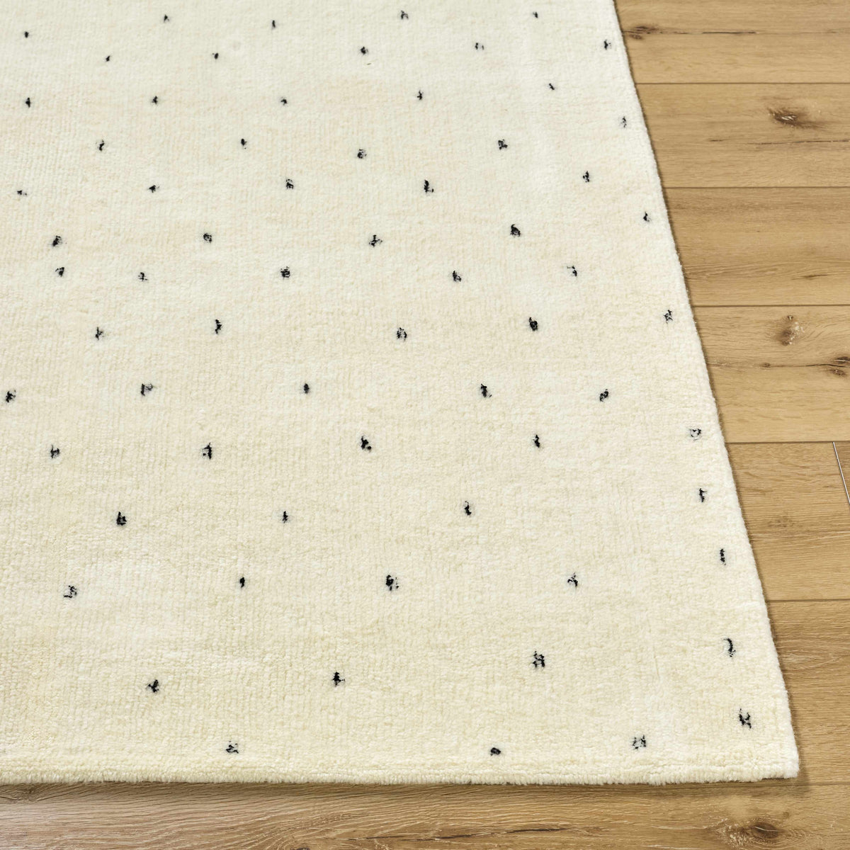 Cirila Dotted Ivory Washable Wool Rug