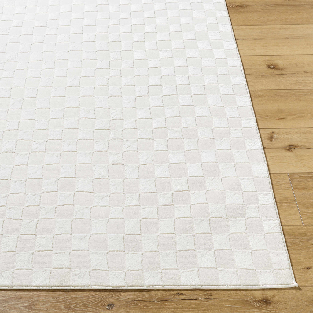 Carina Light 3D Checkered Washable Area Rug