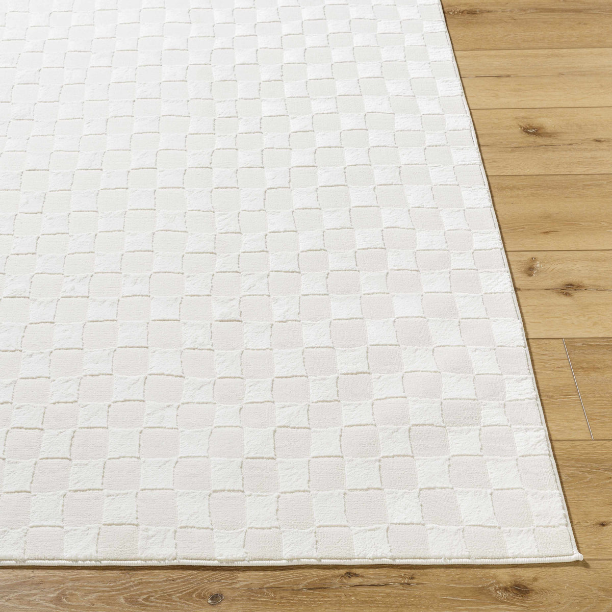 Carina Light 3D Checkered Washable Area Rug