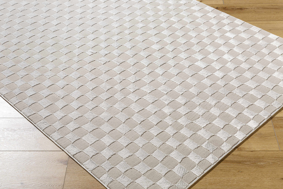 Carina Dark 3D Checkered Washable Area Rug