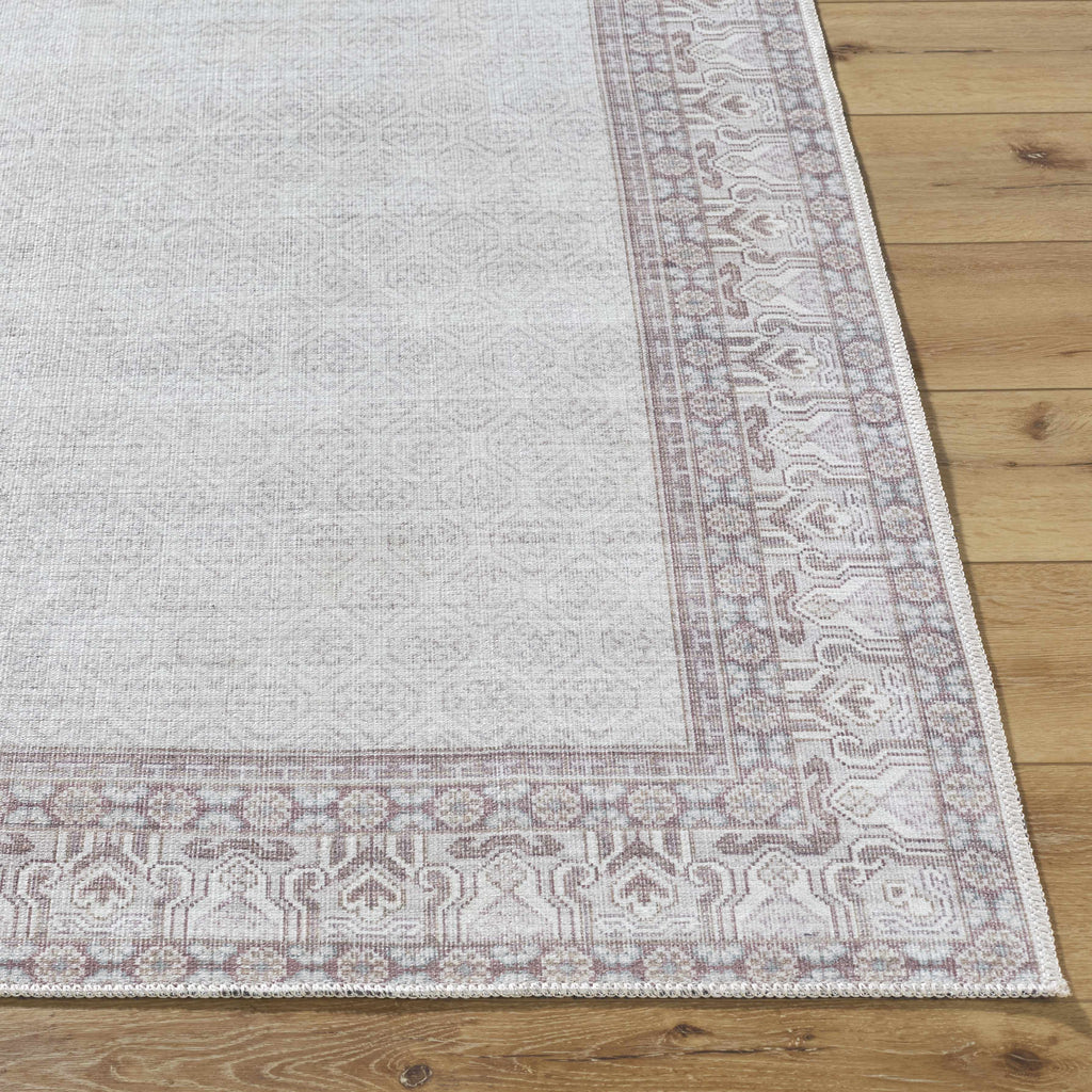 Rainier Cottage Border Brown Washable Rug | Our PNW Home X Livabliss