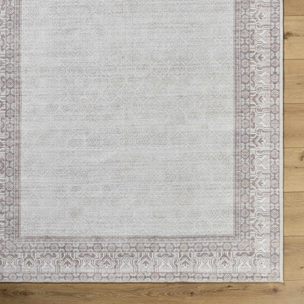 Rainier Cottage Border Brown Washable Rug | Our PNW Home X Livabliss