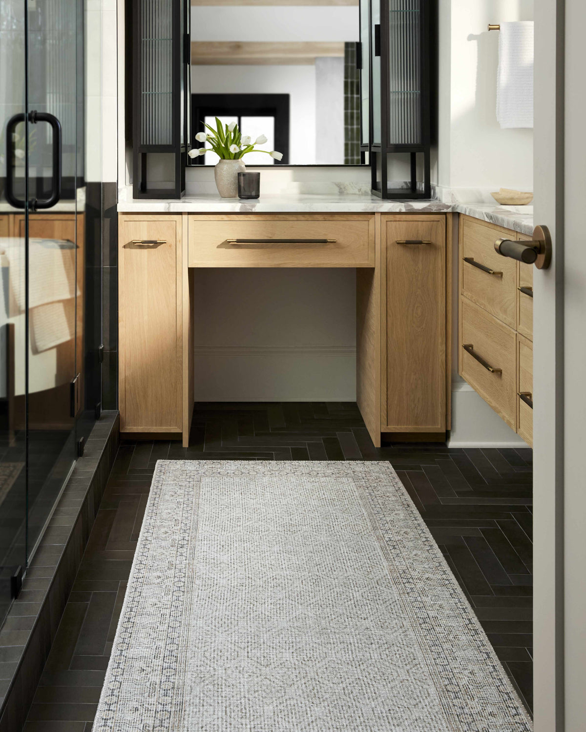 Rainier Cottage Border Beige Washable Rug | Our PNW Home X Livabliss