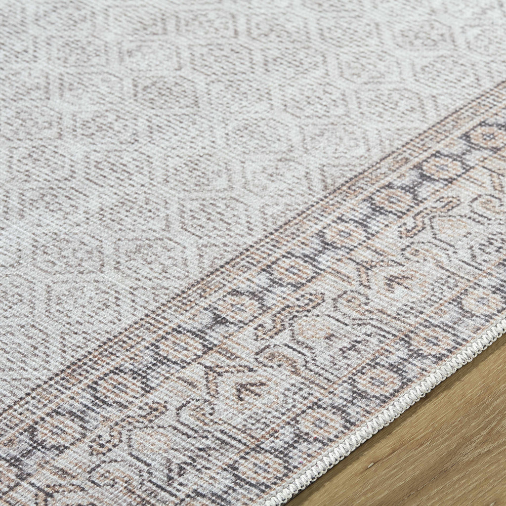 Rainier Cottage Border Beige Washable Rug | Our PNW Home X Livabliss