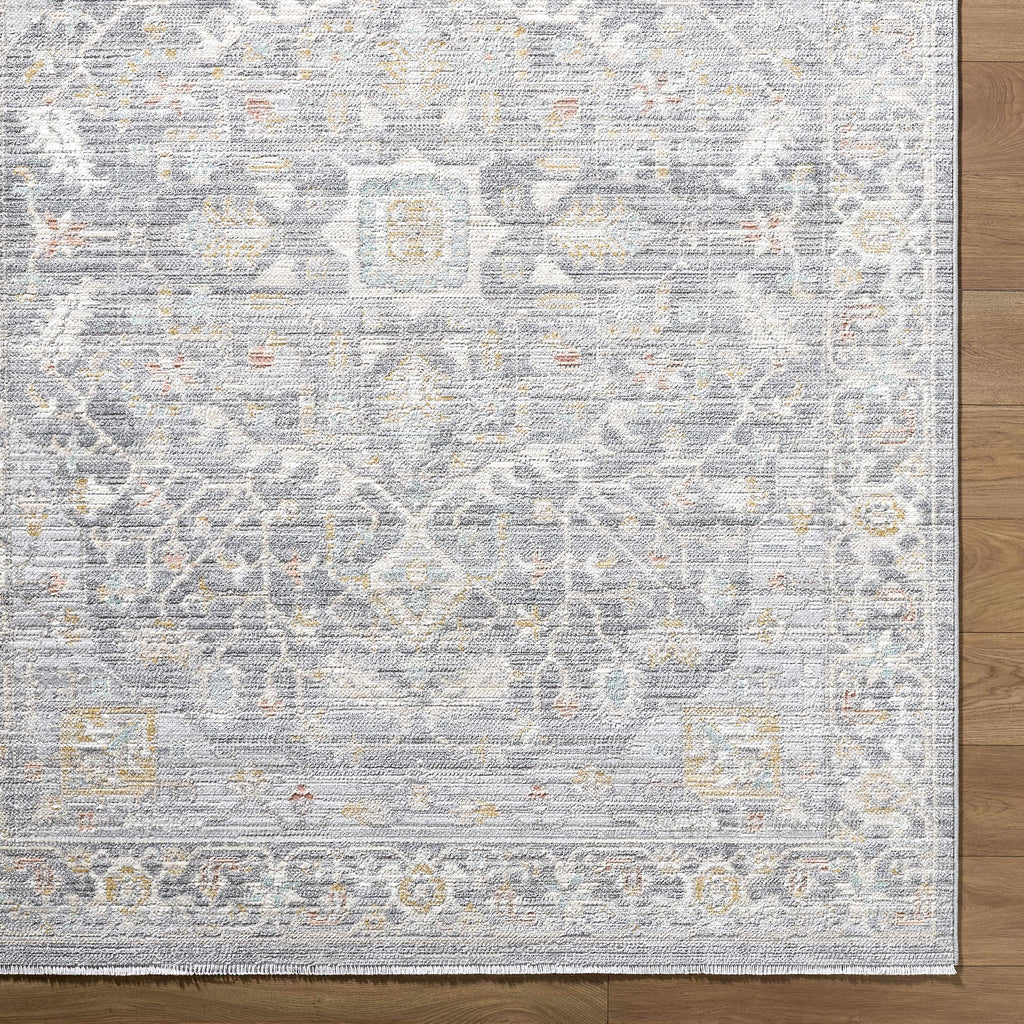Xiye Silver Medallion Machine Woven Polypropylene Washable Area Rug