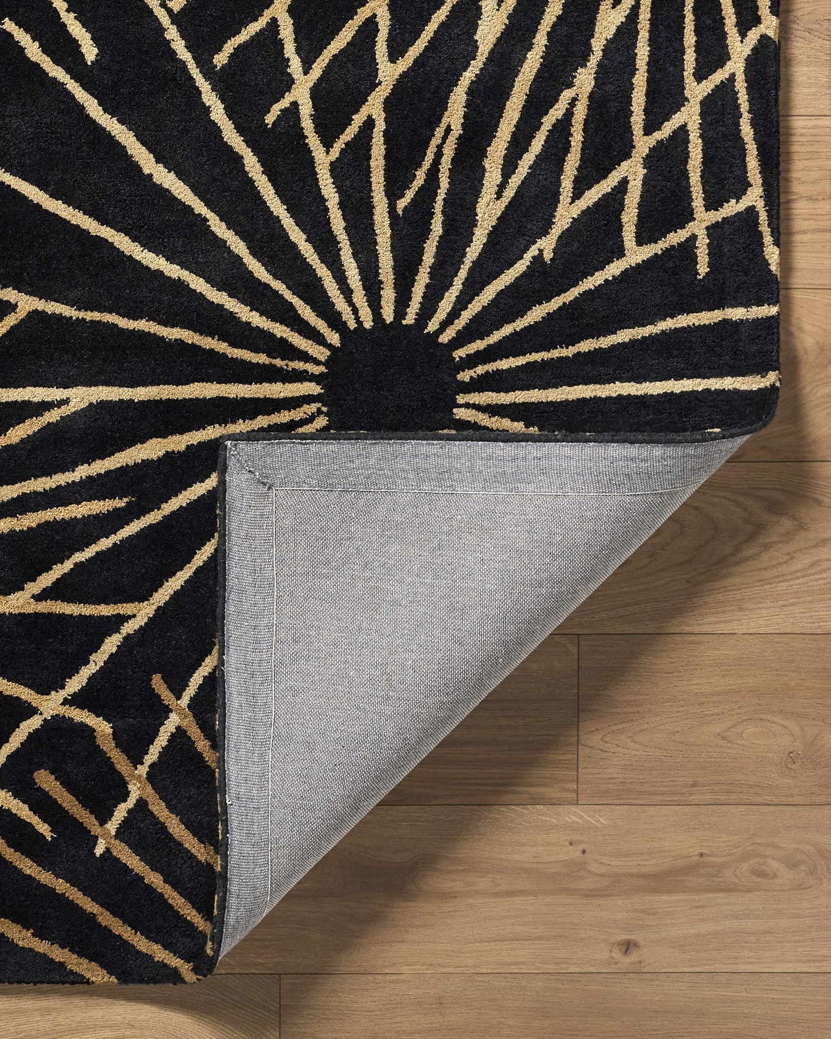 Clover Black Modern Wool Rug