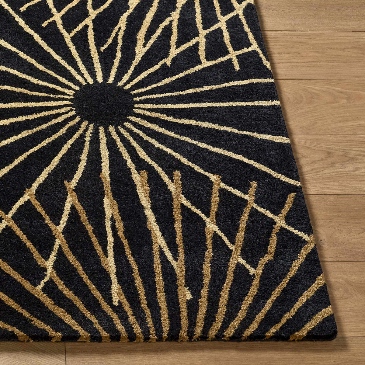 Clover Black Modern Wool Rug