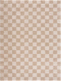 Canika Checkered Cream Washable Area Rug
