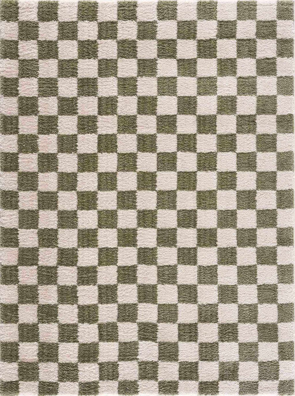 Canika Green Checkered Washable Plush Rug