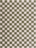 Canika Green Checkered Washable Plush Rug