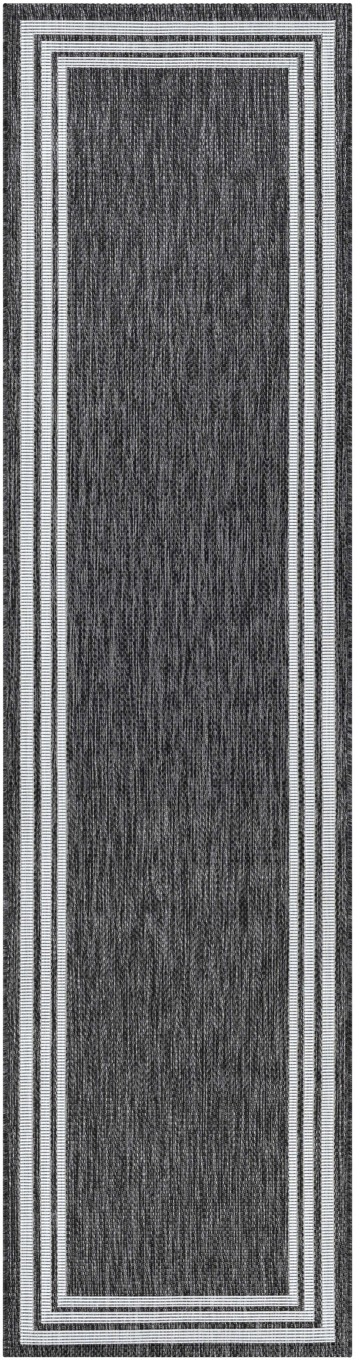 Coonamble Bordered Anthracite Outdoor Rug