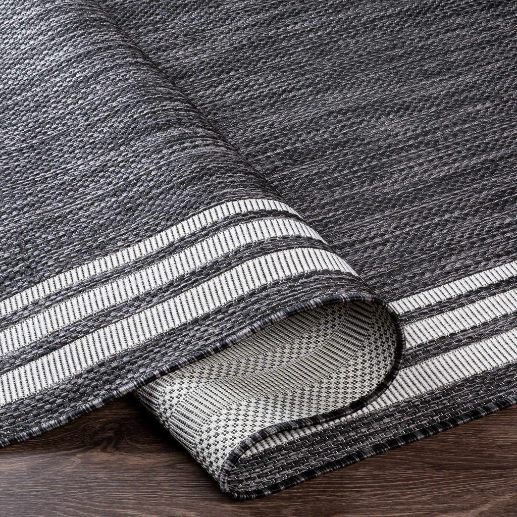 Coonamble Bordered Anthracite Outdoor Rug