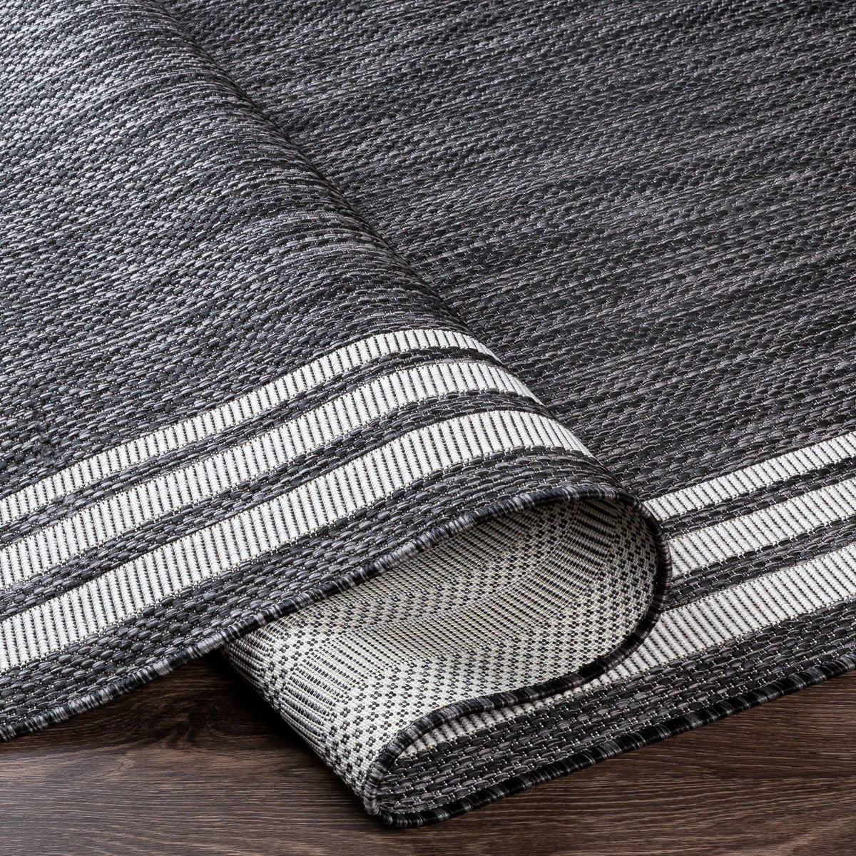 Coonamble Bordered Anthracite Outdoor Rug
