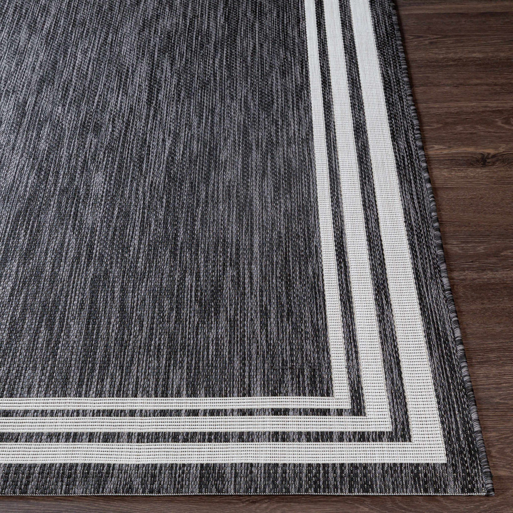 Coonamble Bordered Anthracite Outdoor Rug