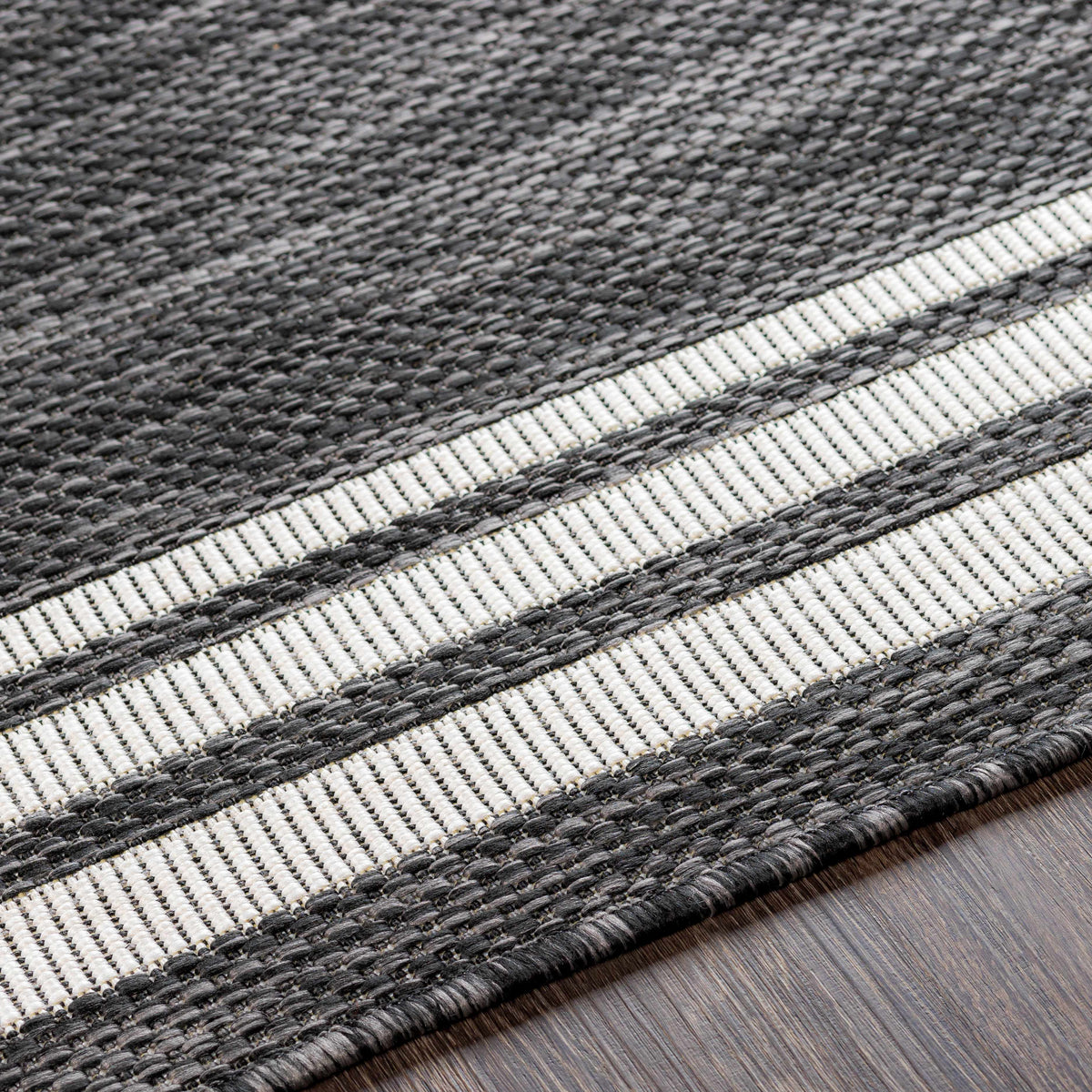 Coonamble Bordered Anthracite Outdoor Rug